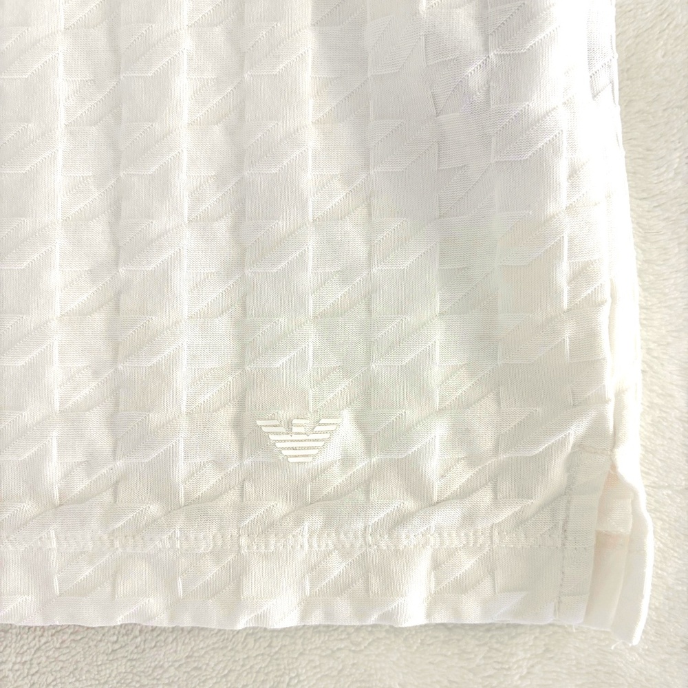 EMPORIO ARMANI Half Collar Patterned Polo (Size: SMALL) in White MSRP $325 - Picture 4 of 7